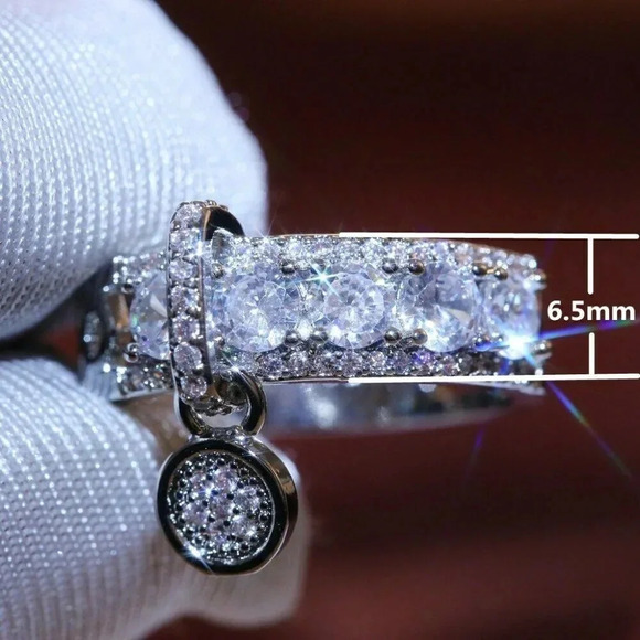 925 Sterling Silver Coin Drop Belt Buckle Ring - Picture 7 of 7